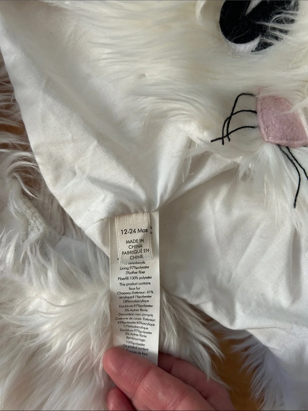 Pottery Barn Kids White Cat Costume 12-24 mos - Picture 4 of 8